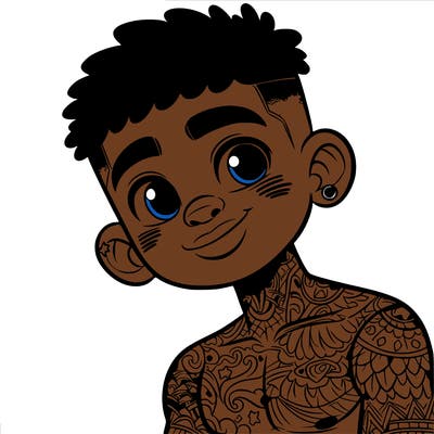 black boy with tattoos