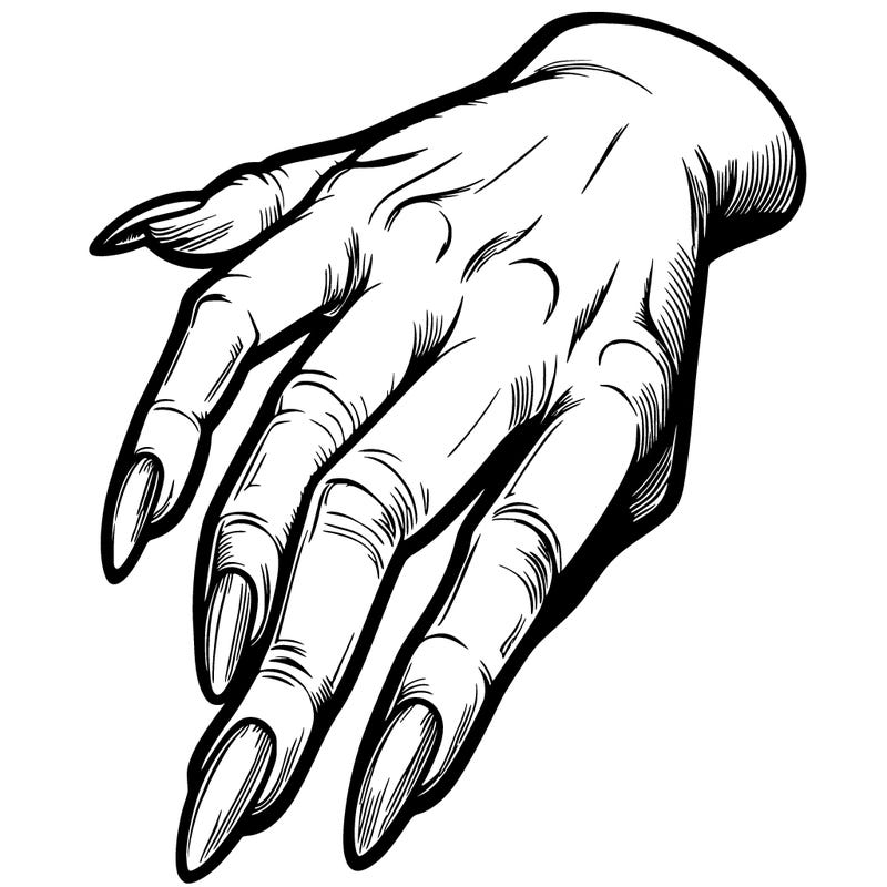 realistic hand with nails