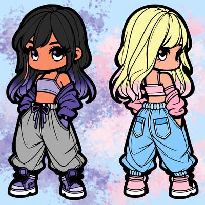 girl in crop top and baggy pants