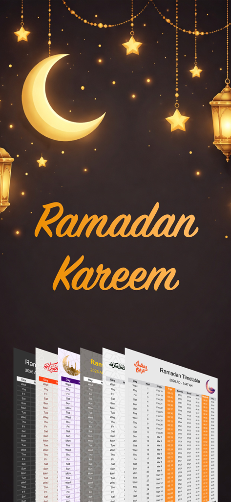 Athan: Full Athan - Saludo de Ramadan Kareem con varios horarios y calendarios de oración de Ramadán