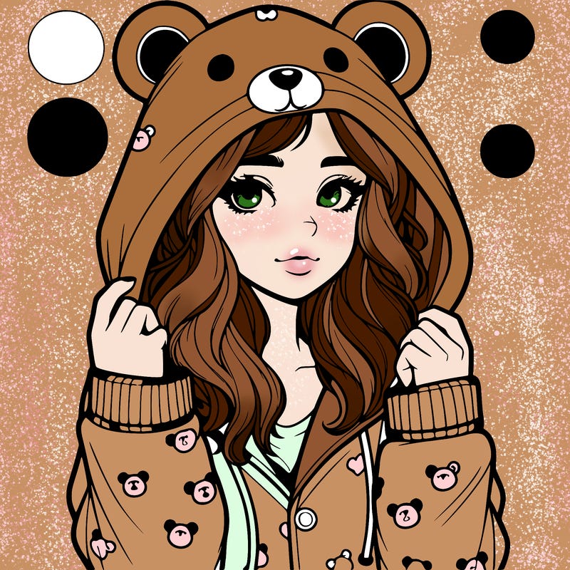 realistic girl in a animal pjs hoodie