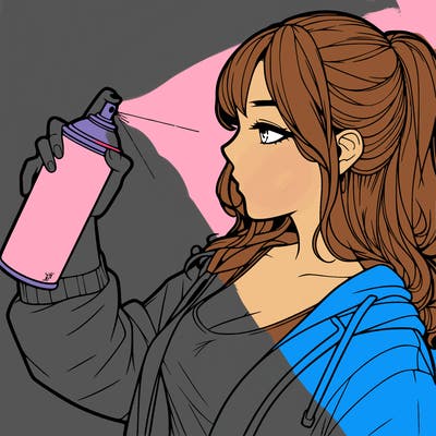a realistic girl spray, painting