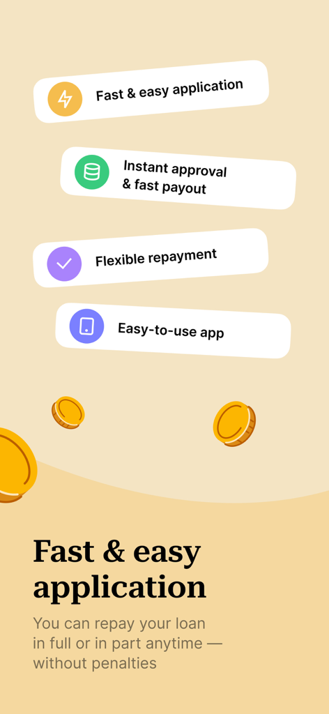 Credit plus personal loan app features highlighting fast application and flexible repayment options