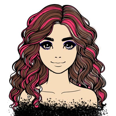 realistic girl with wavy hair
