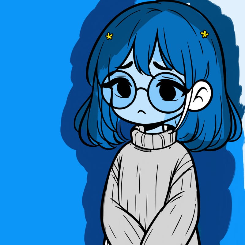 sad girl with glasses in a sweater
