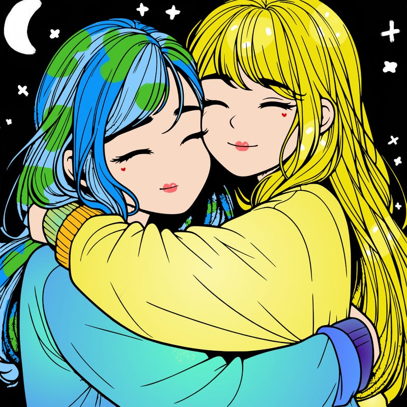 realistic two girls hugging