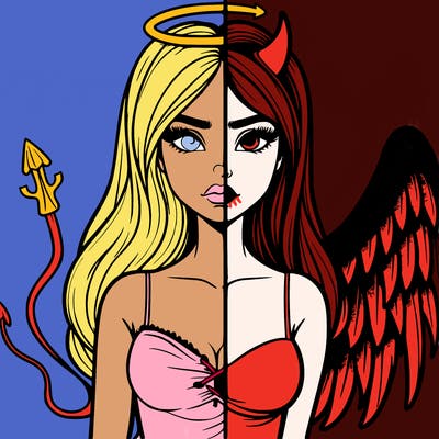 devil vs angel realistic girl