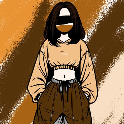 realistic girl faceless with baggy pants and a crop top