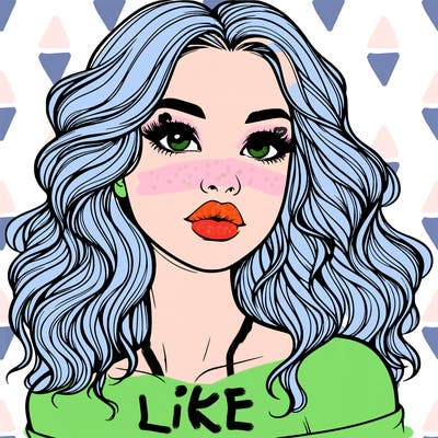 realistic girl with wavy hair and lips