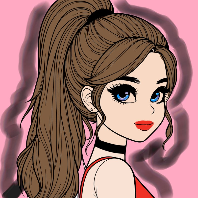 relistic girl with high ponytail