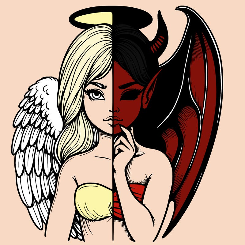 realistic angel half demon