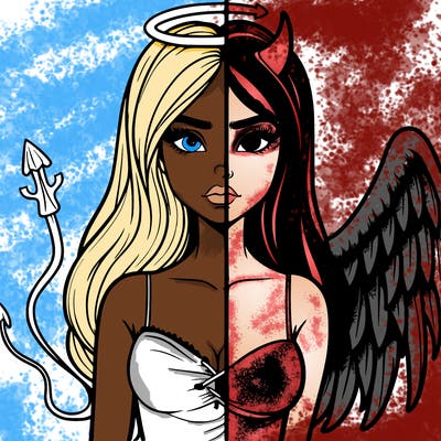 devil vs angel realistic girl