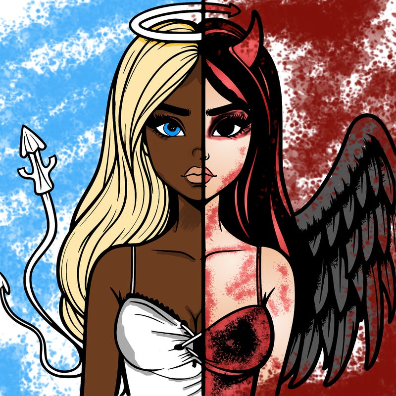 devil vs angel realistic girl