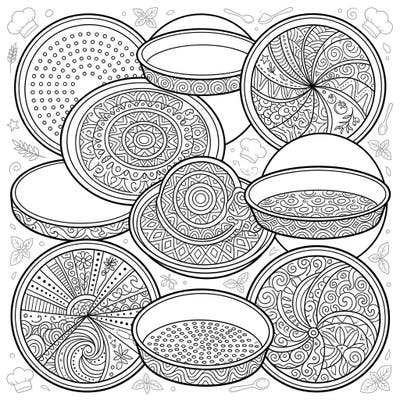 Dive into a uniquely delicious coloring experience with our intricate pizza pans and ceramic stones design, crafted especially for adults. Explore complex patterns and culinary motifs, transforming everyday kitchenware into a stunning artistic masterpiece.