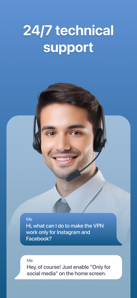 Fortyx VPN - Fortyx VPN 24/7 technical support chat showing a customer inquiry and expert response.