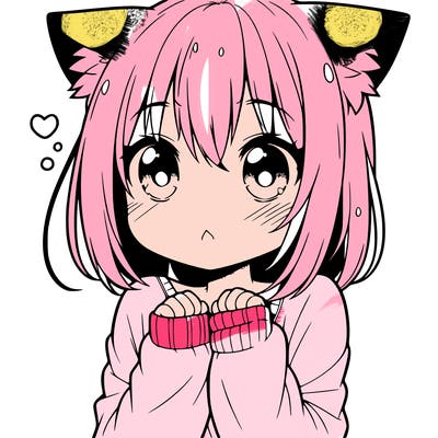 shy anime catgirl