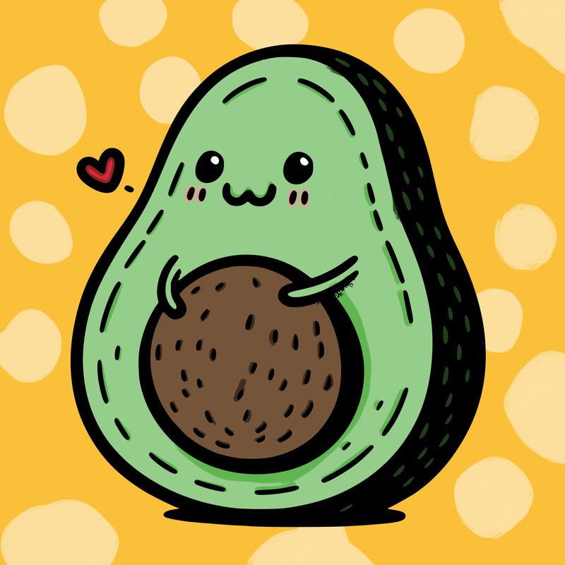 an avocado hugging an avocado