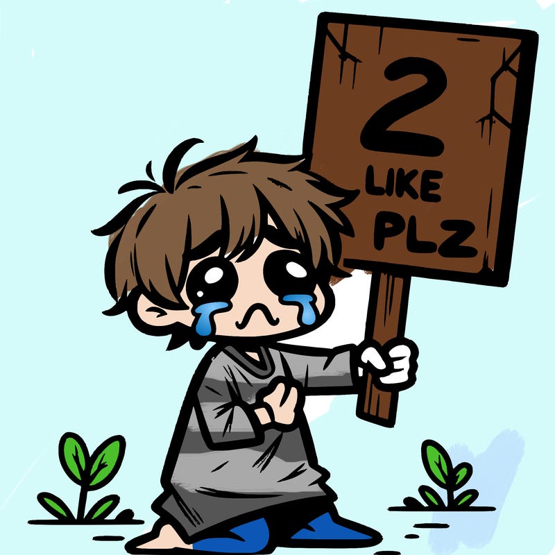 small poor toddler crying with sign that says 2 like plz