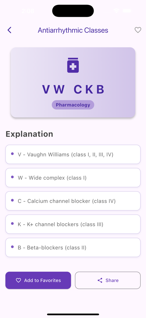 Cardiology Mnemonics - Pharmacology mnemonic explanation for antiarrhythmic classes in the Cardiology Mnemonics app.