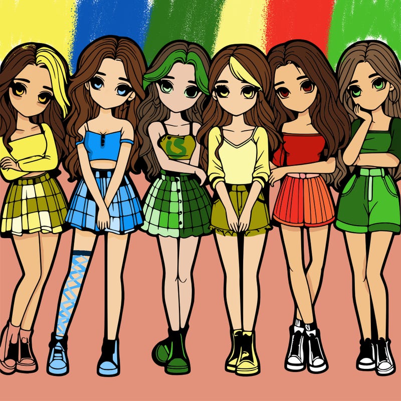 a group of girls realistic