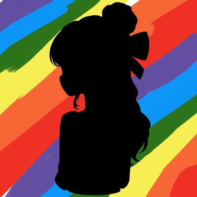 realistic girl  with hip length hair a bun and a big bow on the back of head