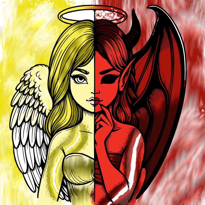 realistic angel half demon