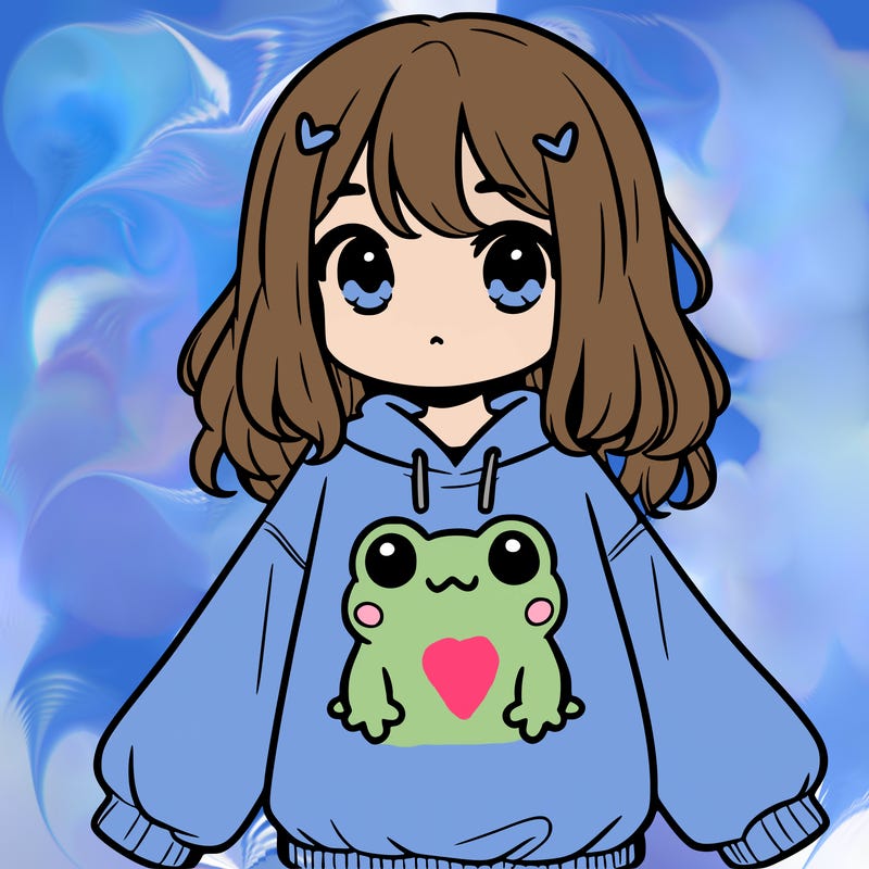 girl wearing frogging sweatshirt