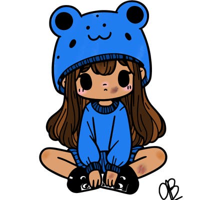 a girl wearing a frog hat and some frog socks