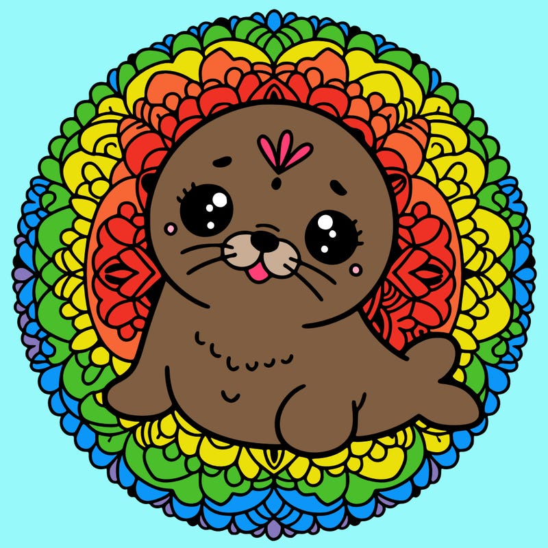 a cute baby seal mandala