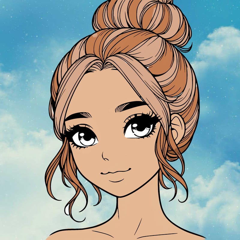 realistic pretty girl with hair in bun