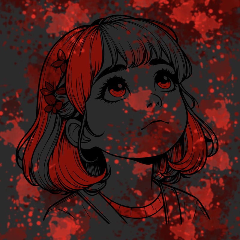 realistic girl looking up