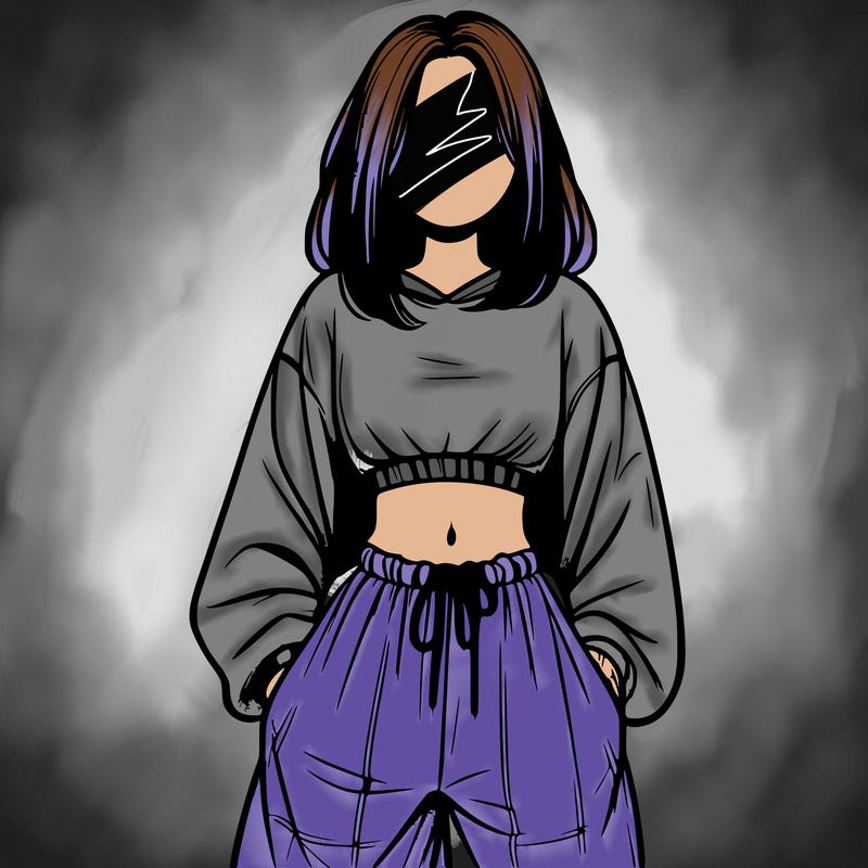 realistic girl faceless with baggy pants and a crop top