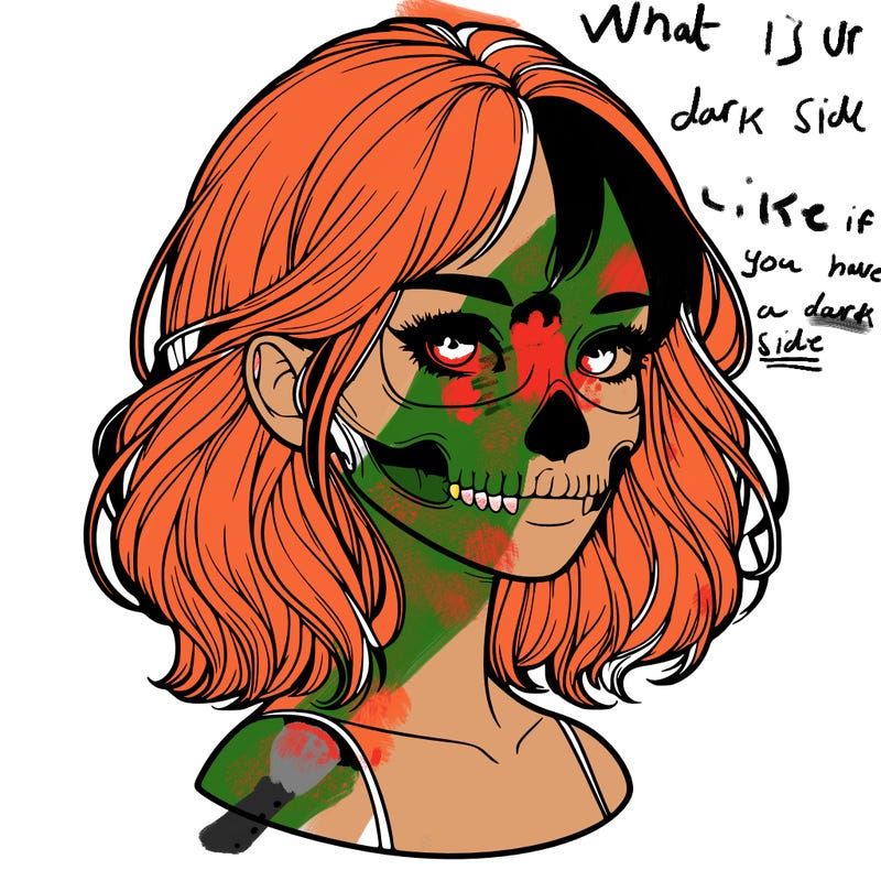 realistic girl with skull