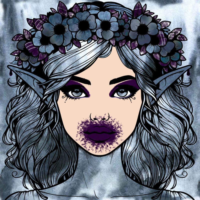 realistic female elf with flower crown