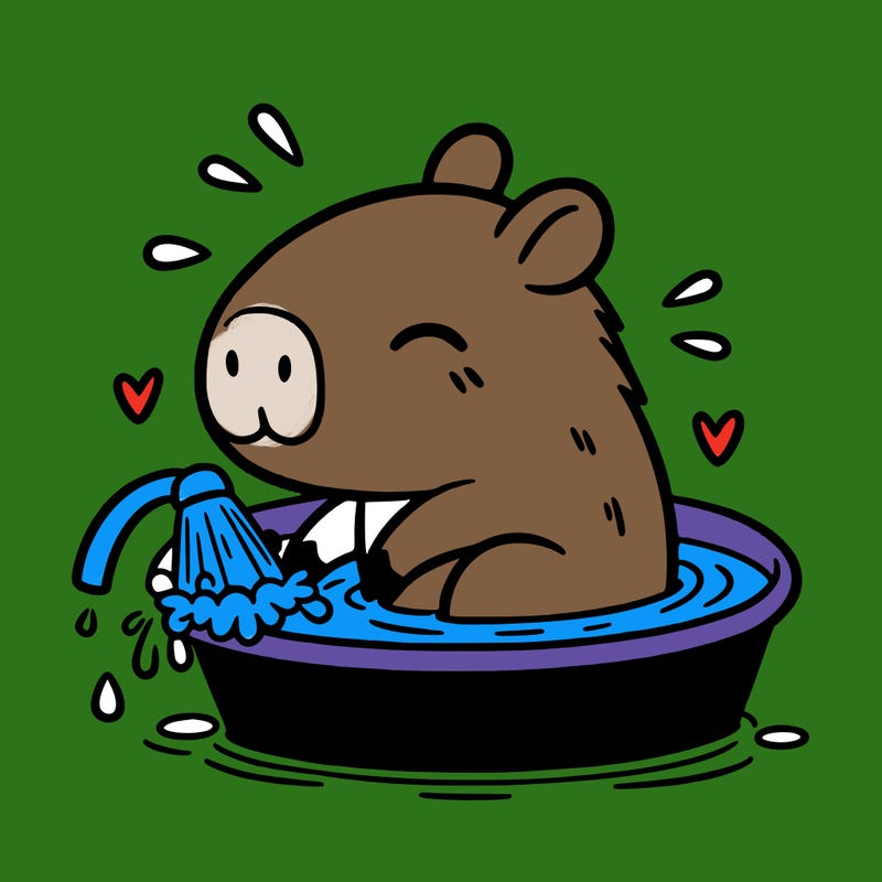 capybara taking a bath