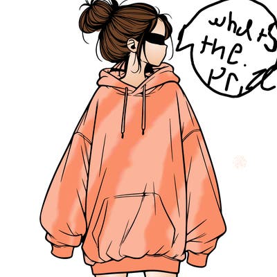 realistic girl with a oversized sweatshirt on and a bun