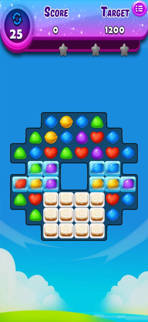 Sweet Candy Blast Fever - Sweet Candy Blast Fever match 3 puzzle level with colorful candies and target goal