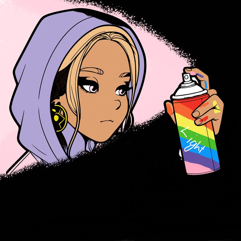 a realistic girl, spray painting