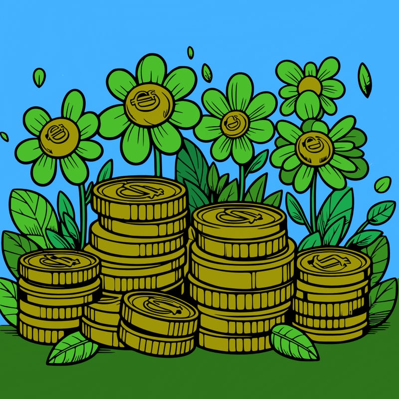 coins in flowers