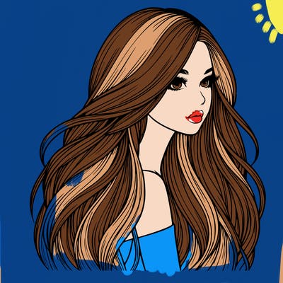 realistic girl with long realistic hair