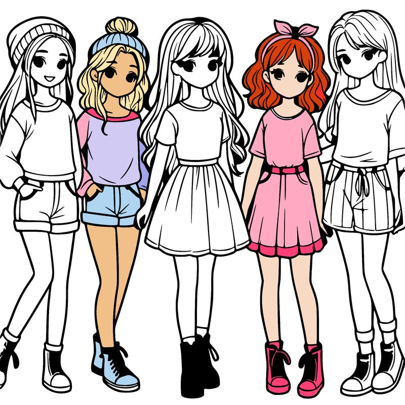 a group of five girls