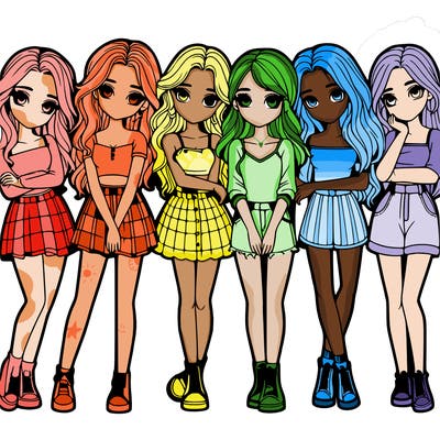 a group of girls realistic