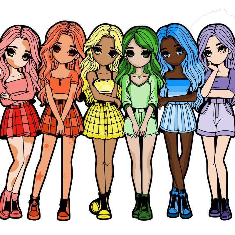 a group of girls realistic