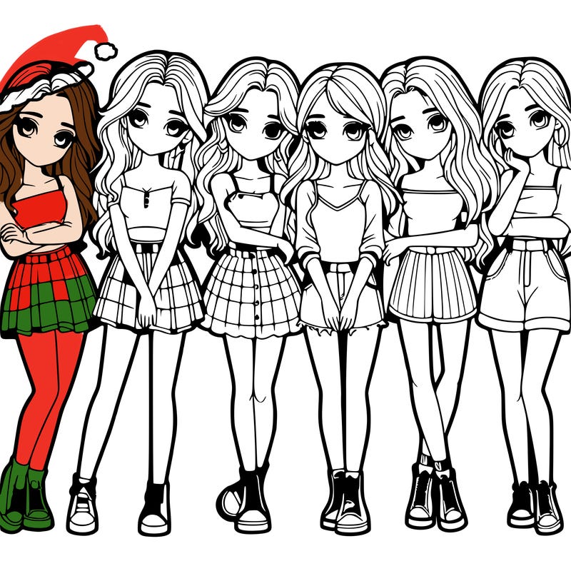 a group of girls realistic