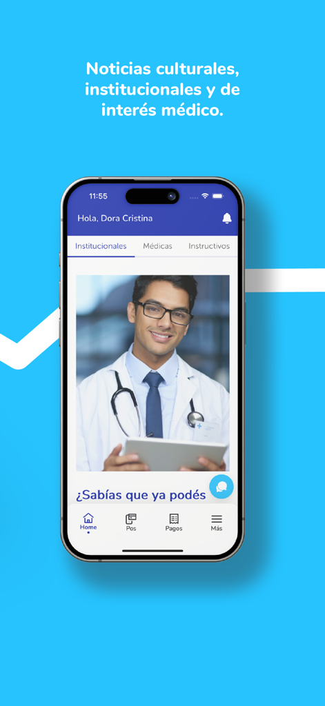 Prestadores OSDE - Captura de pantalla de la aplicación Prestadores OSDE mostrando el feed de noticias institucionales y actualizaciones de interés médico para profesionales de la salud.