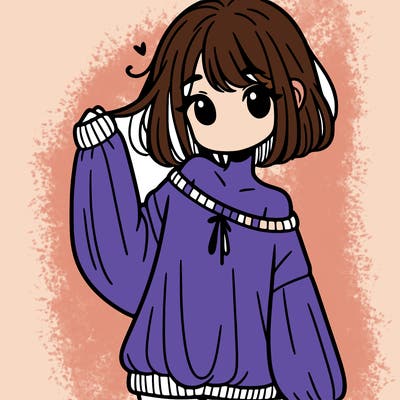 girl in baggy sweater hanging off her shoulder