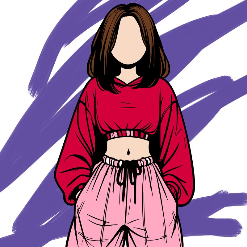 realistic girl faceless with baggy pants and a crop top