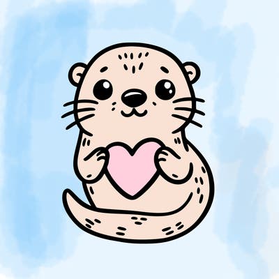 otter with a heart