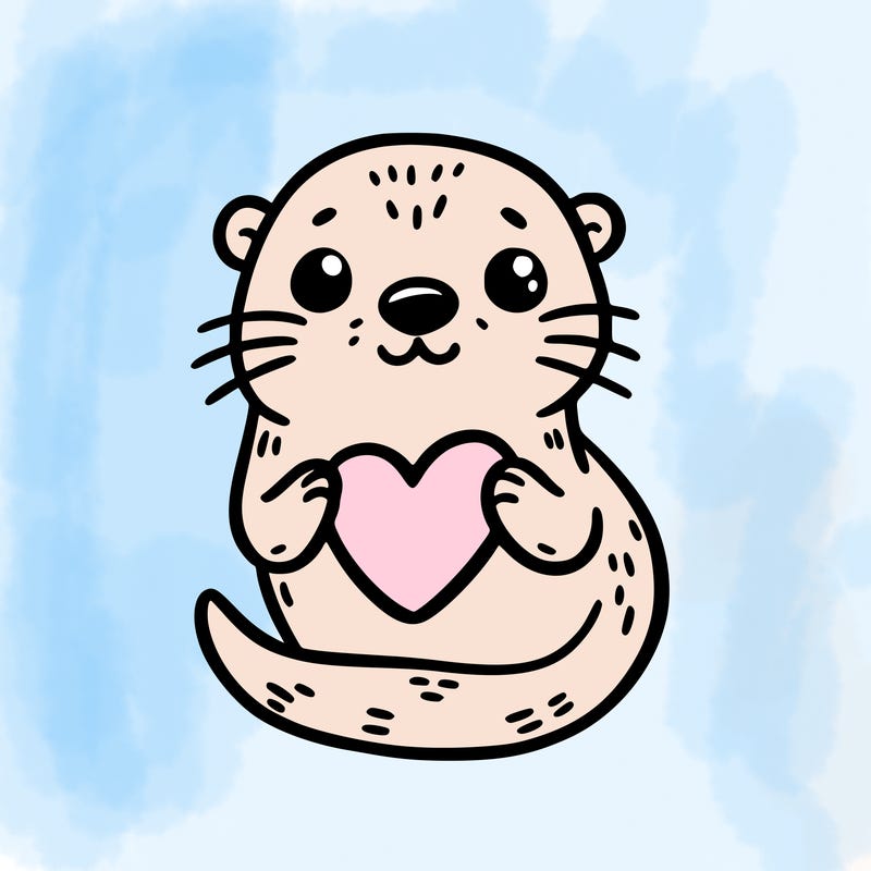 otter with a heart