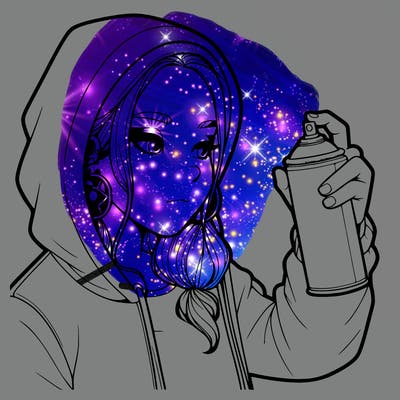 a realistic girl, spray painting